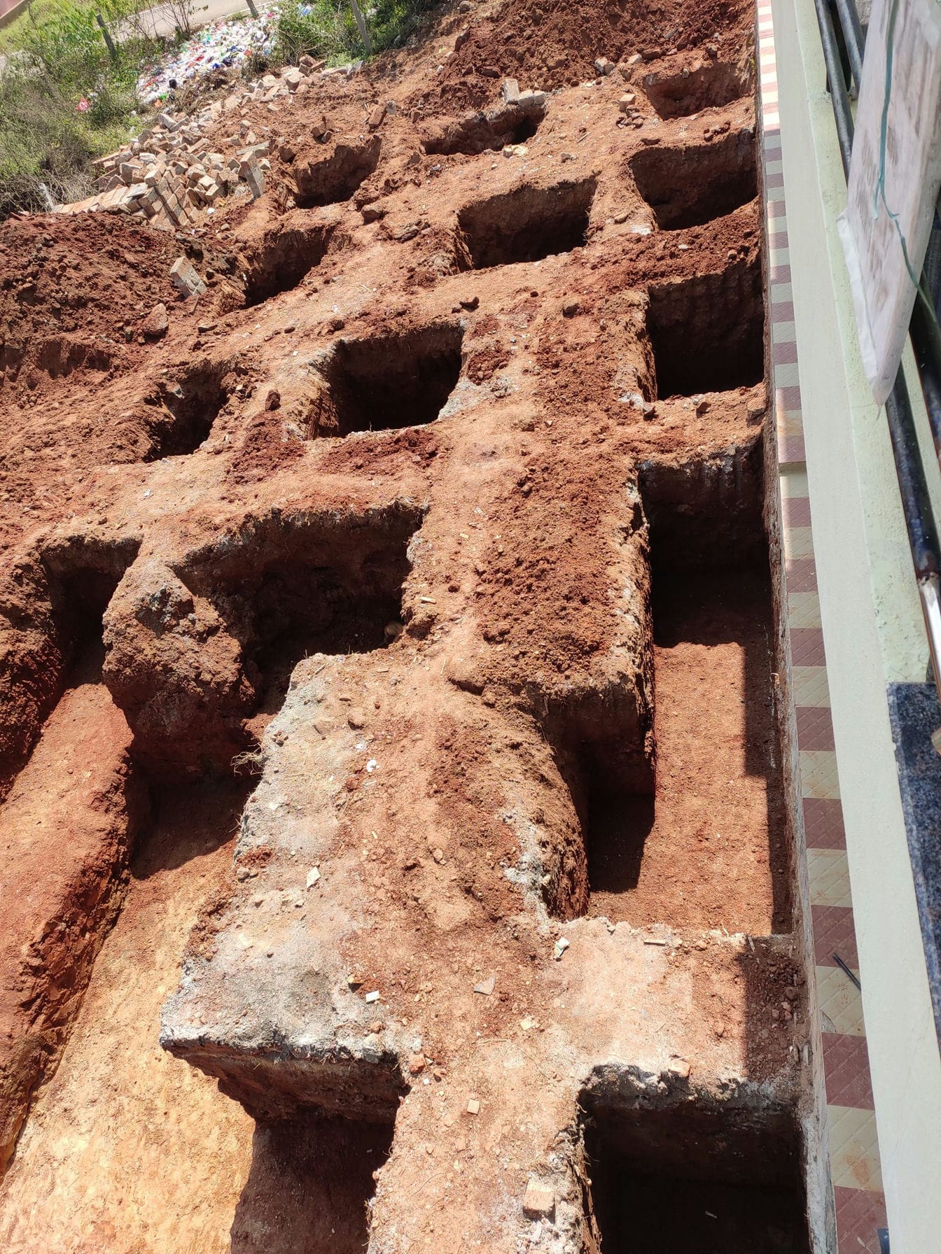 Final pillar trunch work done by JCB and manual labour