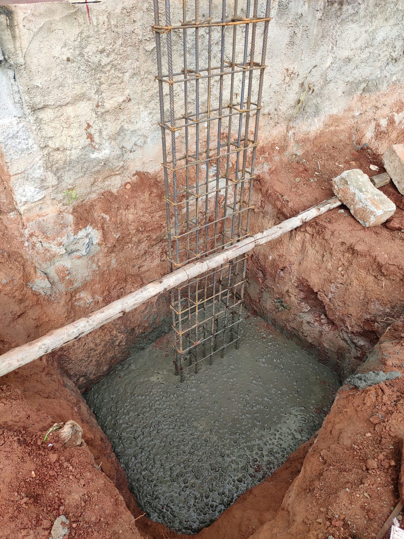 concreate poured inside trunch