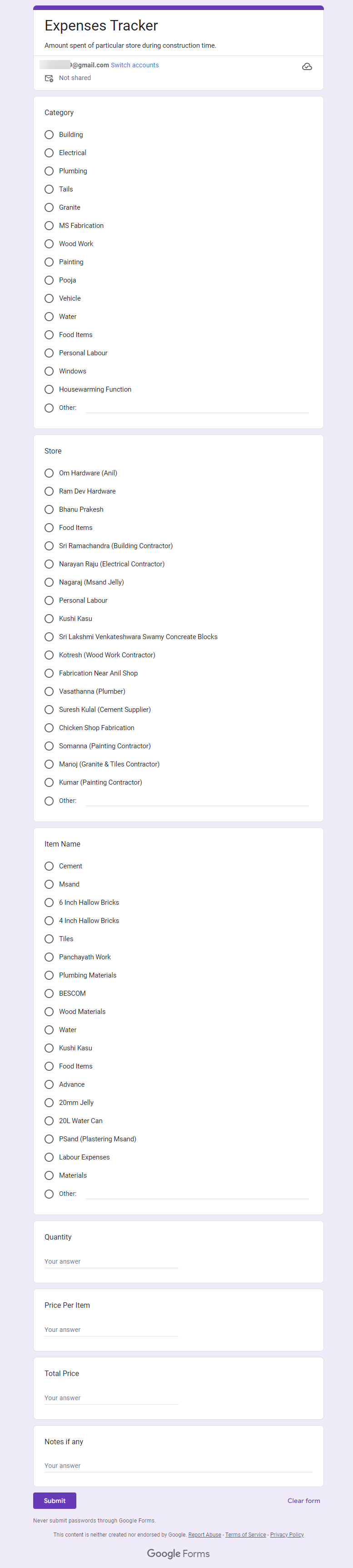 google form to google sheet