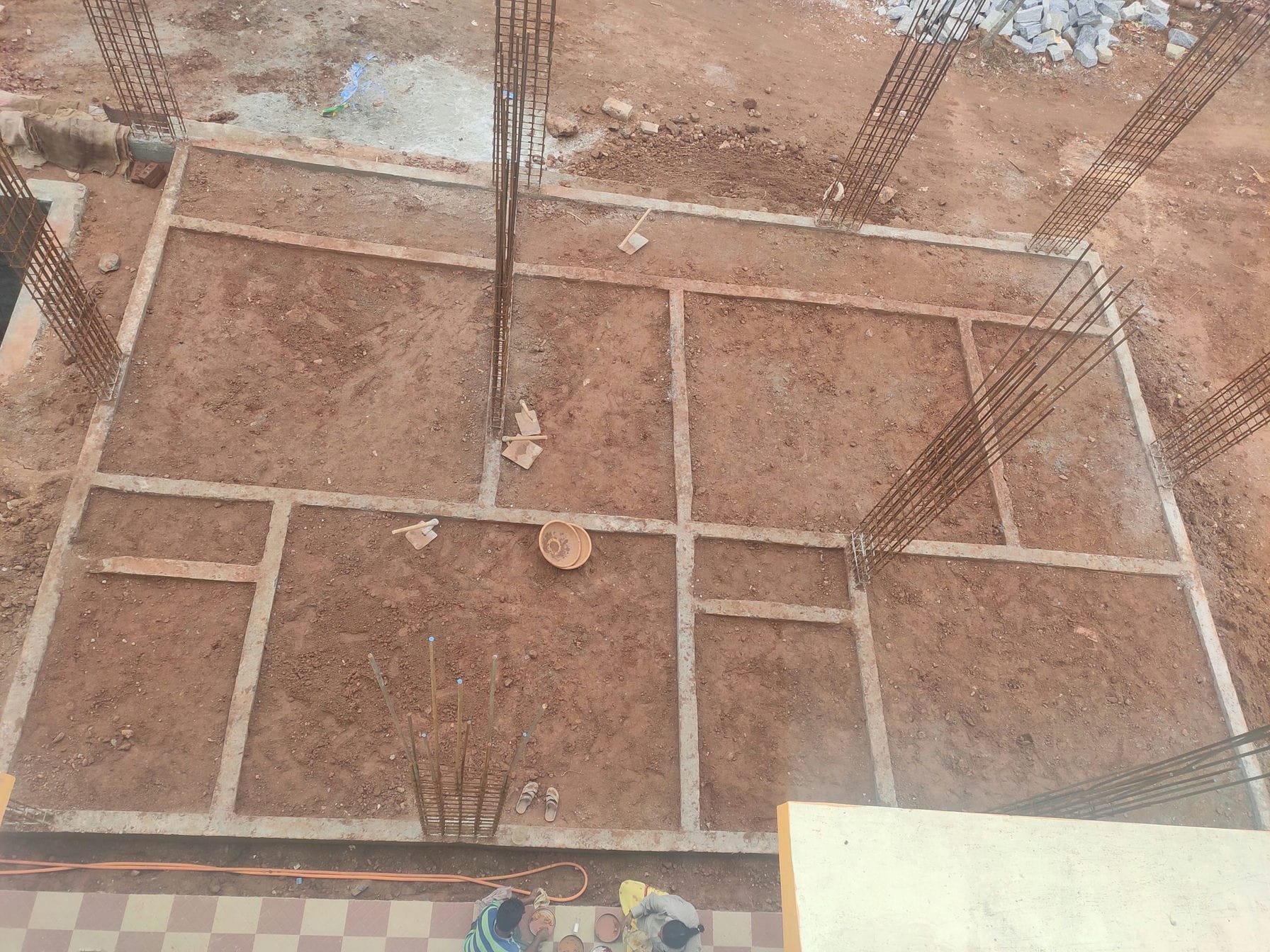 plinth beam top view after removing excess soil