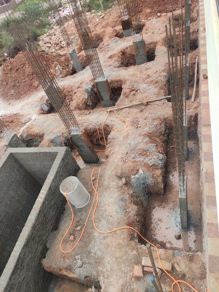 pillars raised till plinth level