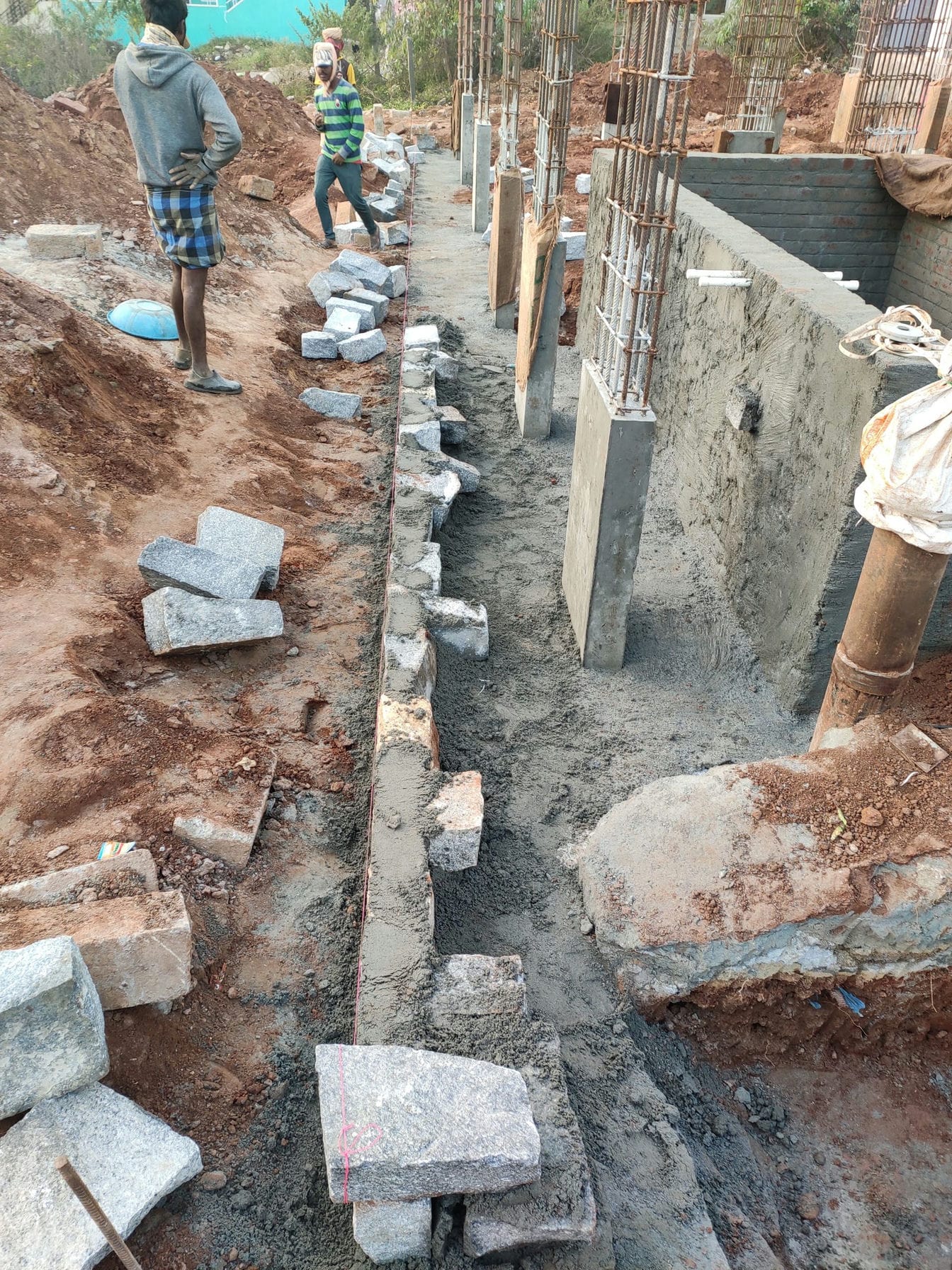 size stone Masonry started on site border